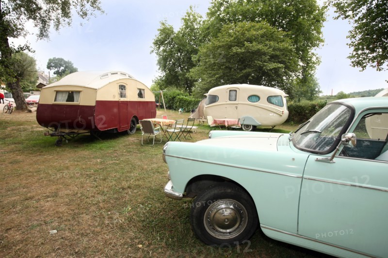 France, Bretagne, morbihan, le roc saint andre, camping, collection de caravanes vintage,
