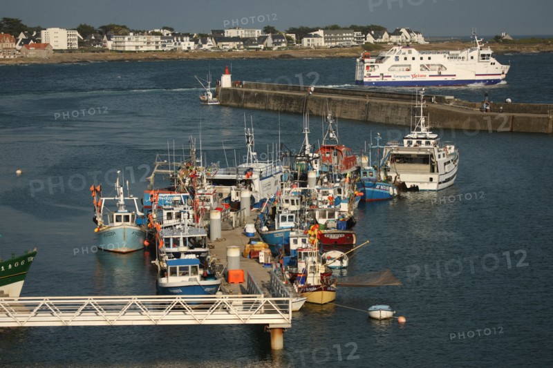 France, Bretagne, morbihan, quiberon, port maria, bateaux, chalutiers, ferry assurant la liaison avec belle ile en mer, compagnie oceane,