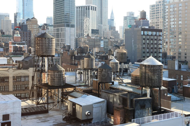 usa, etat de New York, New York City, Manhattan, Chelsea, buildings, reservoirs, depuis la terrasse de de l'hotel Four Points by Sheraton, 160W 25th, empire state,
