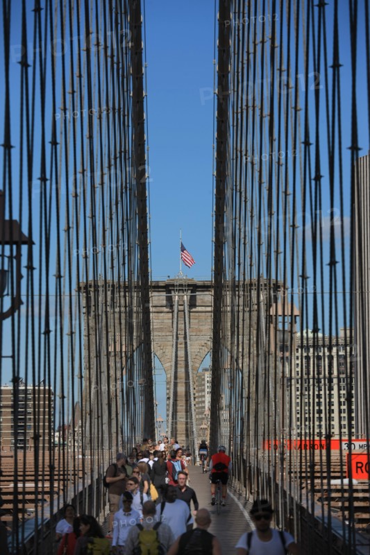 usa, etat de New York, New York City, Manhattan, brooklyn, pont de brooklyn bridge, pietons, vehicules, jogging, circulation, pointe de Manhattan,