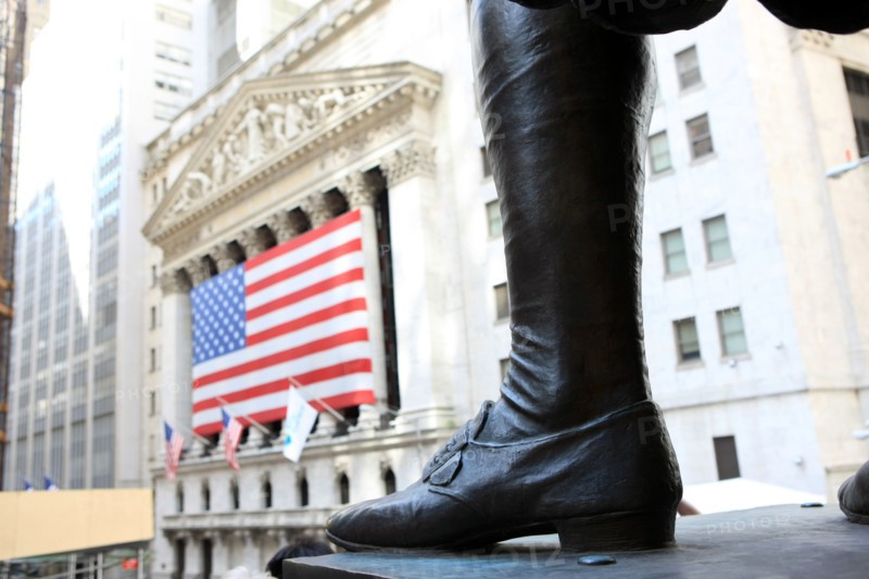 usa, etat de New York, New York City, Manhattan, financial district, wall street, bourse, nyse, sculpture, pied,
