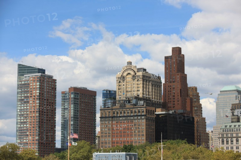 usa, etat de New York, New York City, Manhattan, financial district, pointe de Manhattan, ferry pour Staten Island, buildings,