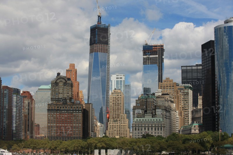 usa, etat de New York, New York City, Manhattan, financial district, pointe de Manhattan, ferry pour Staten Island, buildings, baie, bateaux, statue de la liberte, Bartholdi,