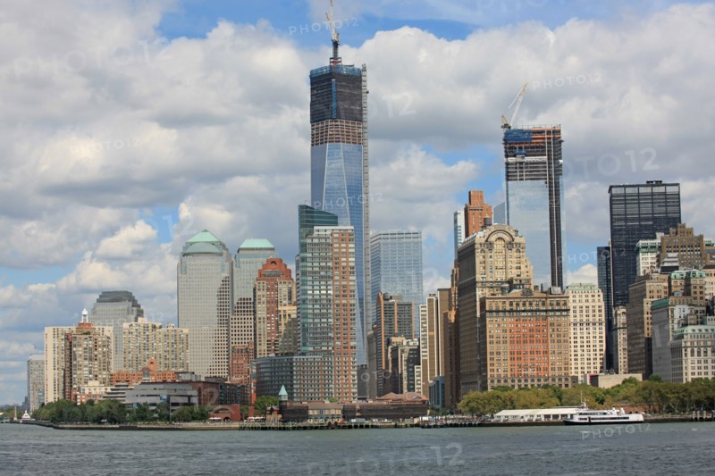 usa, etat de New York, New York City, Manhattan, financial district, pointe de Manhattan, ferry pour Staten Island, buildings, baie, bateaux, statue de la liberte, Bartholdi,