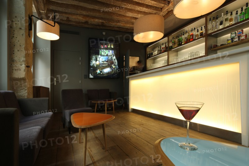 France, ile de france, paris 3e arrondissement, marais, 11 rue des gravilliers, hotel jules et jim, bar, 
Date : 2011-2012