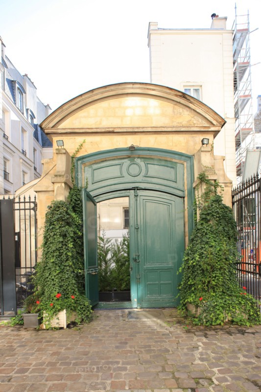 France, ile de france, paris 3e arrondissement, le marais, rue charlot, hotel et passage de retz no9, hotel particulier, revers du portail, 
Date : 2011-2012