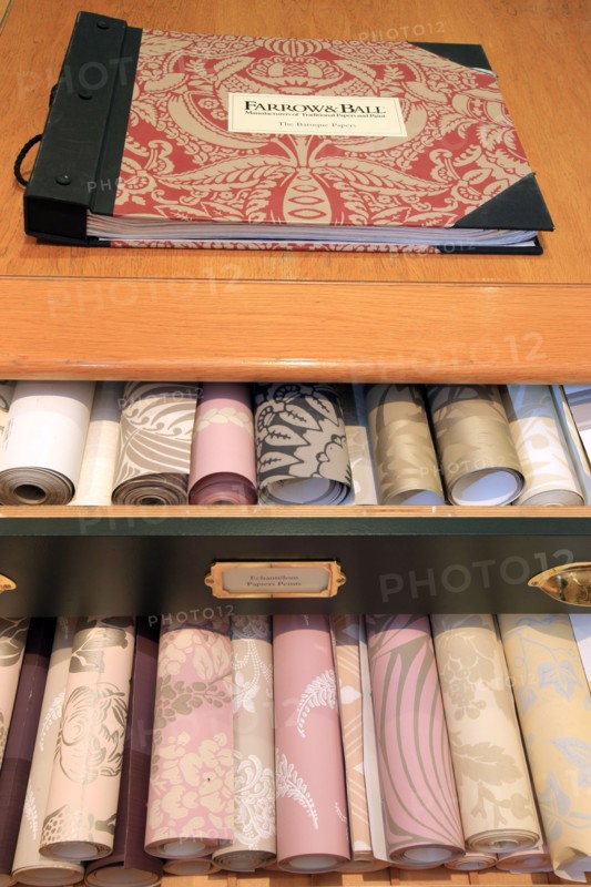 France, ile de france, paris 7e arrondissement, 50 rue de l'universite, showroom farrow and ball, peinture, papier peint, decoration.
Date : 2011-2012
