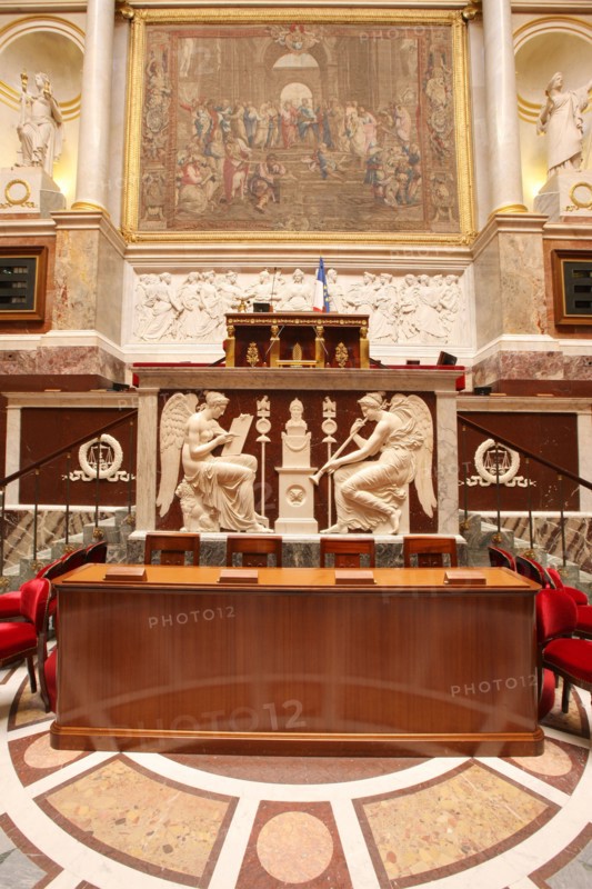 France, ile de france, paris 7e arrondissement, assemblee nationale, palais bourbon, hemicycle, chambre des deputes, institution, republique, parlement, perchoir du president

Date : 2011-2012