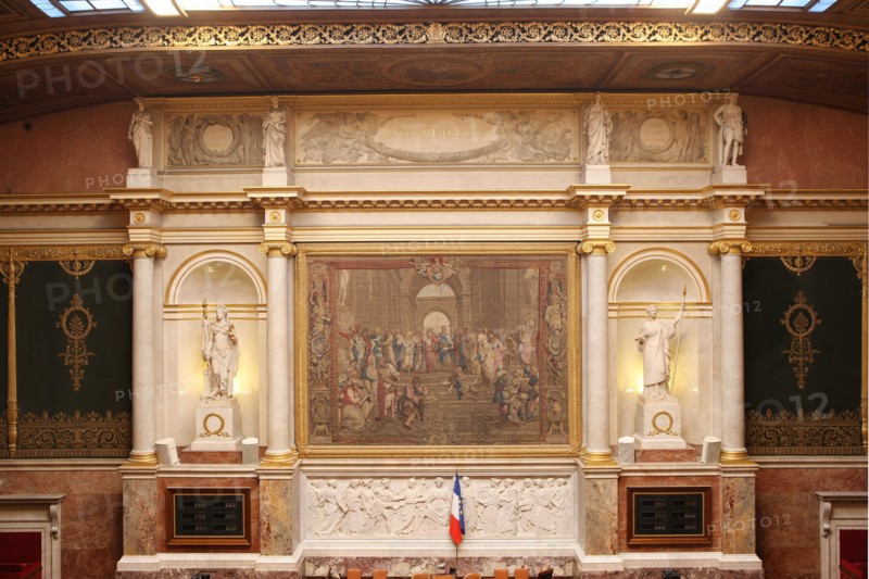 France, ile de france, paris 7e arrondissement, assemblee nationale, palais bourbon, hemicycle, chambre des deputes, institution, republique, parlement, perchoir du president

Date : 2011-2012