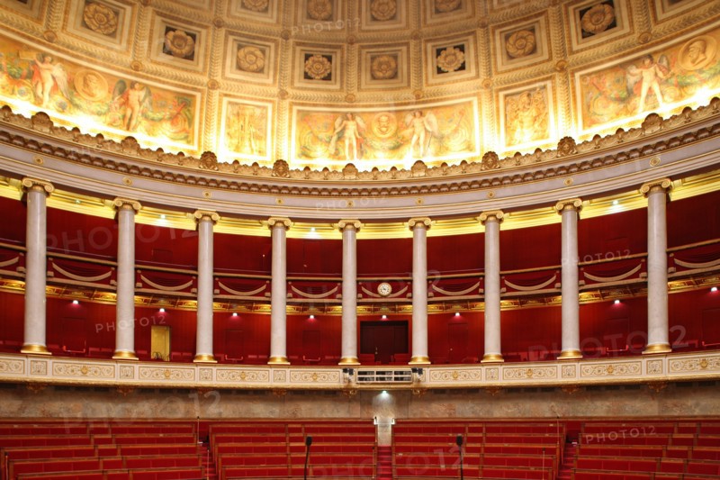 France, ile de france, paris 7e arrondissement, assemblee nationale, palais bourbon, hemicycle, chambre des deputes, institution, republique, parlement, vu depuis le perchoir, president

Date : 2011-2012