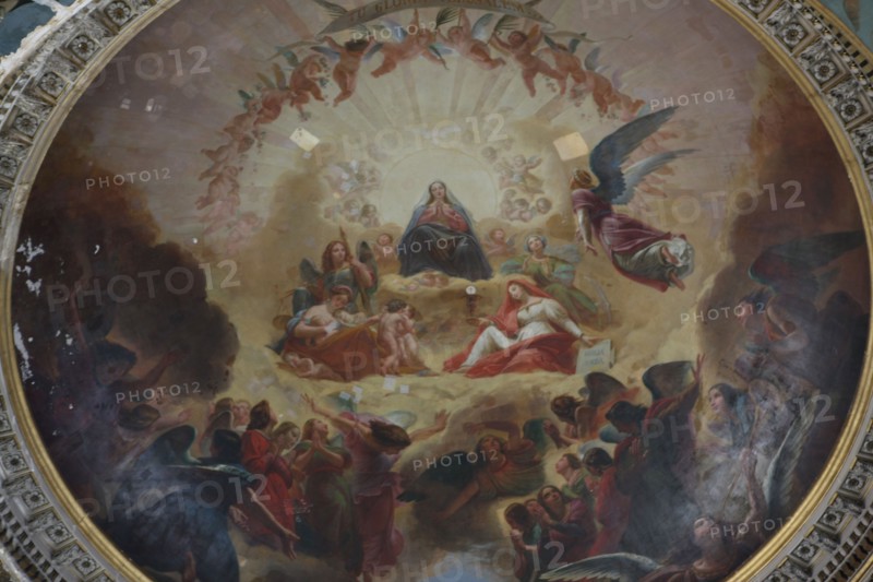 France, ile de france, paris 9e arrondissement, rue de chateaudun, eglise notre dame de lorette, decor interieur, peintures, voute, coupole

Date : 2011-2012