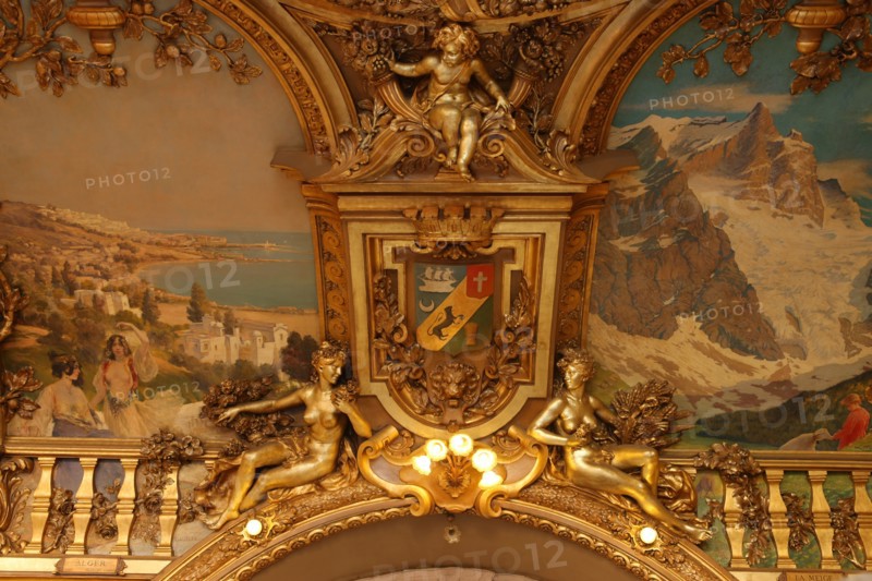 France, ile de france, paris 12e arrondissement, place louis armand, gare de lyon, restaurant le train bleu, gastronomie, detail plafond

Date : 2011-2012