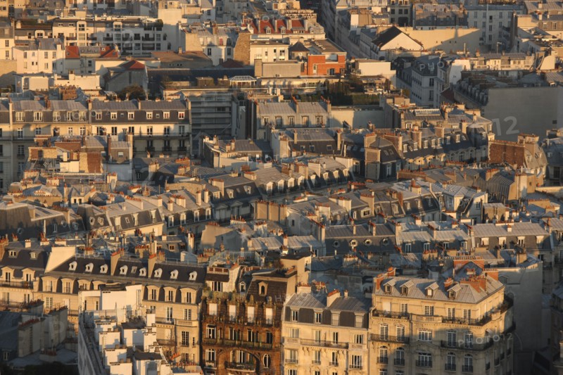 France, ile de france, paris 7e arrondissement, tour eiffel, vue depuis le 2e etage, vers les invalides, toits,