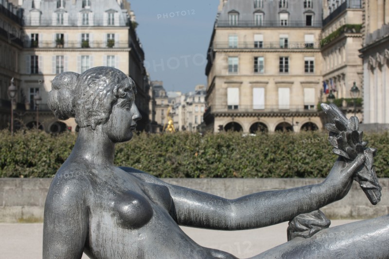 France, ile de france, paris 1er arrondissement, jardin des tuileries, sculptures d'aristide maillol, monument a cezanne,