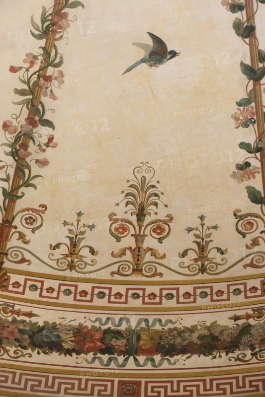 France, ile de france, paris 9e, 9 rue drouot, mairie du 9e arrondissement, hotel d'augny, salon aguado, detail de la rotonde au plafond, decor, oiseaux, palmettes,


Date : Ete 2012