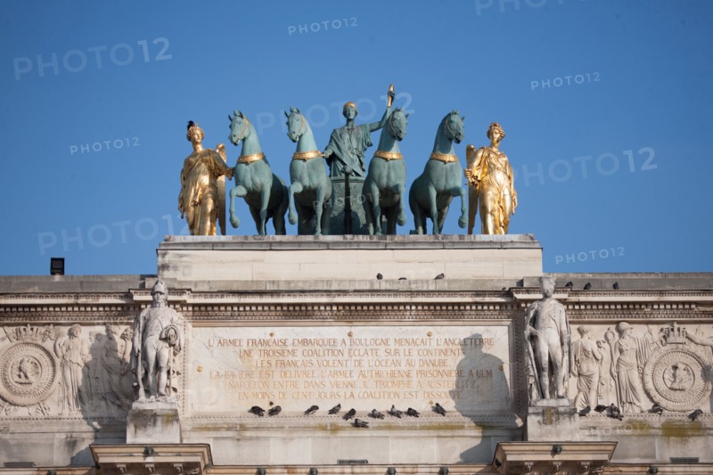 France, Region Ile de France, Paris, 1er arrondissement, Tuileries, Arc de Triomphe du Carrousel, quadrige,