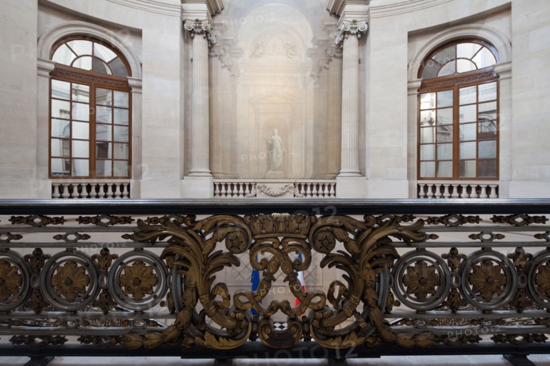 France, Region Ile de France, Paris 1er arrondissement, place du Palais Royal, Conseil d'Etat, grand escalier d'honneur, architecte Pierre Contant d'Ivry,