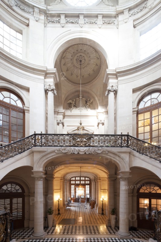 France, Region Ile de France, Paris 1er arrondissement, place du Palais Royal, Conseil d'Etat, grand escalier d'honneur, architecte Pierre Contant d'Ivry,