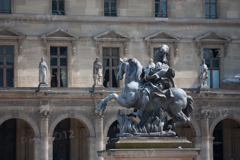 France, Region Ile de France, Paris 1er arrondissement, Musee du Louvre, place de la Pyramide,statue de Louis XIV, Le Bernin