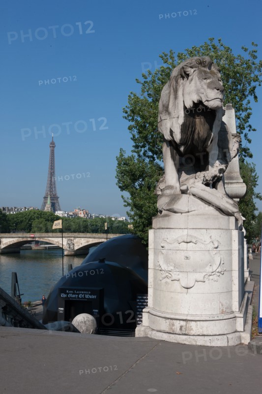 France, Region Ile de France, Paris 8e arrondissement, Pont Alexandre III, vue sur la Tour Eiffel et les Invalides