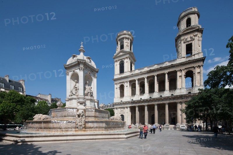 France, Region Ile de France, Paris 6e arrondissement, place Saint-Sulpice, eglise Saint-Sulpice, facade,