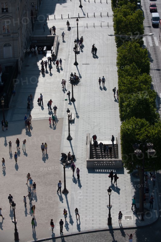 France, Region Ile de France, Paris 8e arrondissement, place Charles de Gaulle, place de l'Etoile, au sommet de l'Arc de Triomphe, panorama, avenue des Champs-Elysees,
