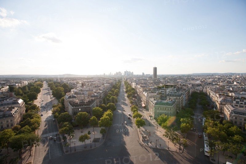 France, Region Ile de France, Paris 8e arrondissement, place Charles de Gaulle, place de l'Etoile, au sommet de l'Arc de Triomphe, panorama,