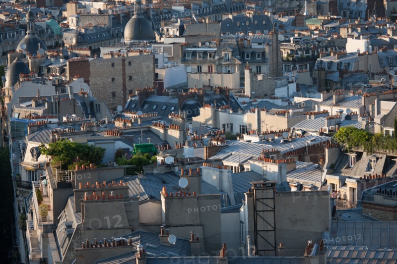 France, Region Ile de France, Paris 8e arrondissement, place Charles de Gaulle, place de l'Etoile, au sommet de l'Arc de Triomphe, panorama,