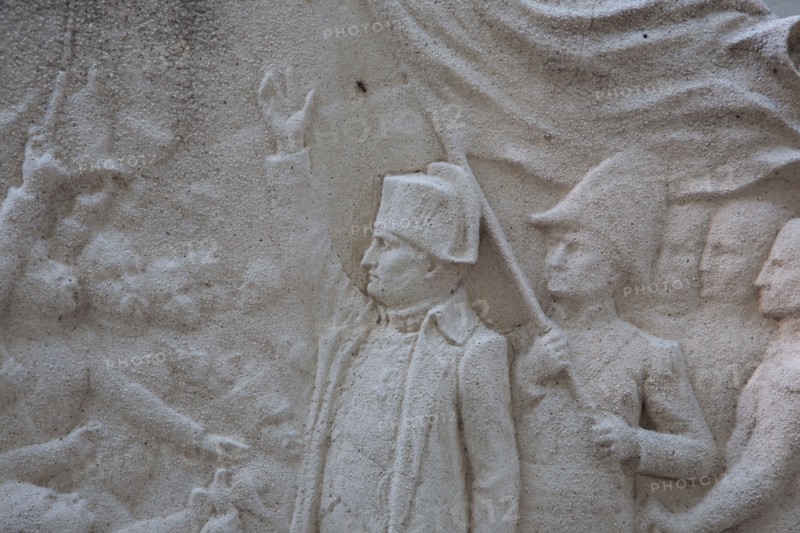 France, Region Ile de France, Paris 20e arrondissement, bd de Menilmontant, cimetiere du Pere Lachaise, 16e division, sepulture du general La Bedoyere, bas relief,