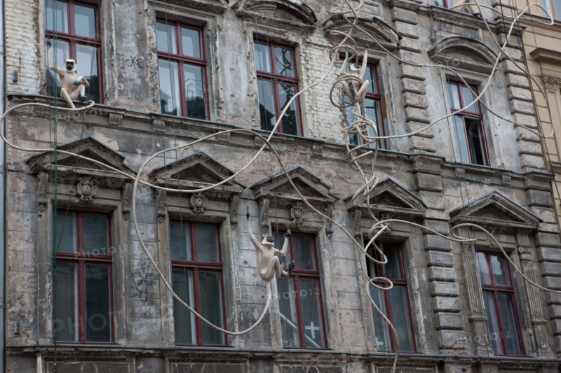 Allemagne, Germany, Berlin, Scheunenviertel, quartier des Granges, immeuble et barbeles,