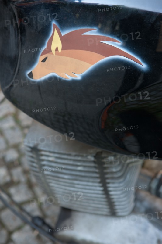 Allemagne (Germany), Berlin, Prenzlauer Berg, rue, reservoir de moto peint,