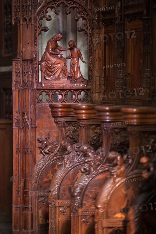 France, Ile de France, Seine Saint Denis, basilique de Saint-Denis, necropole des rois de France, stalles du choeur,