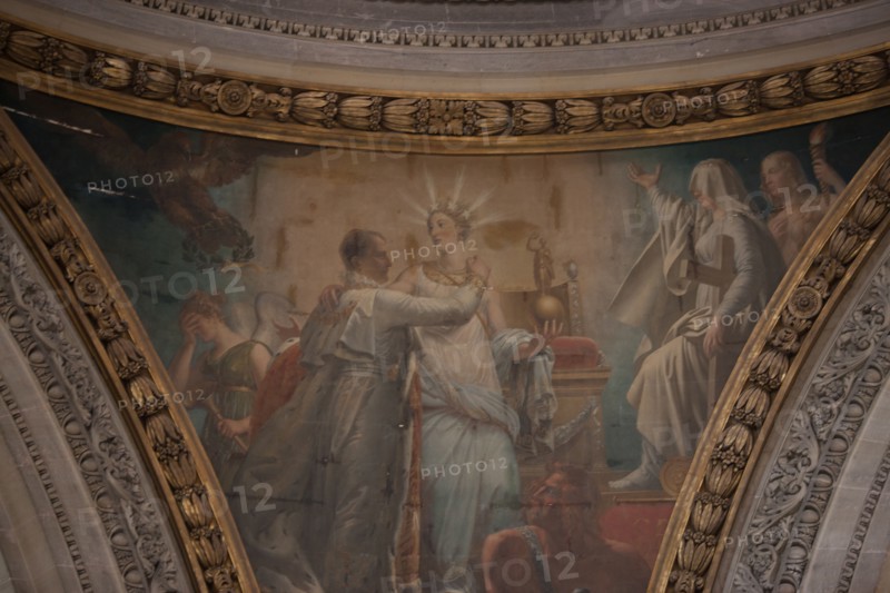 France, Ile de France, Paris 5e arrondissement, place du Pantheon, Pantheon, peinture des tympans du dome