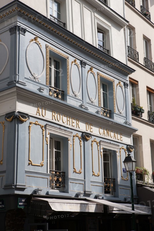 France, Ile de France, Paris 2e arrondissement, rue Montorgueil, Au Rocher de Cancale, bar restaurant, facade,