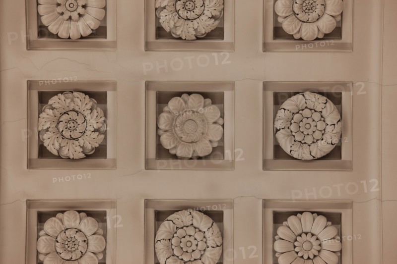 France, Ile de France, Paris 6e arrondissement, Palais du Luxembourg, Senat, plafond du grand escalier d'honneur, Napoleon 1er, plafond a caissons, detail,