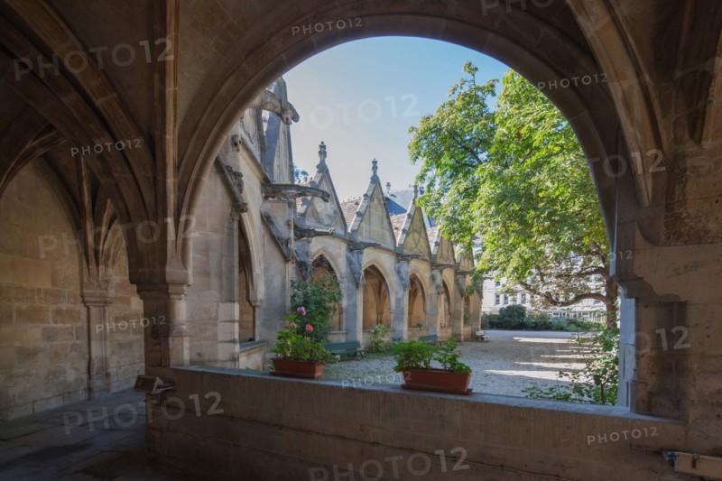 France, Ile de France, Paris 5e arrondissement, cloitre de l'eglise Saint-Severin, ancien charnier, cimetiere, voutes,