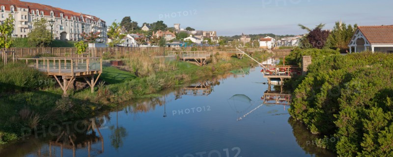 France, région Pays de la Loire, Loire Atlantique, Pornic, ria de Pornic, jardin paysagé.