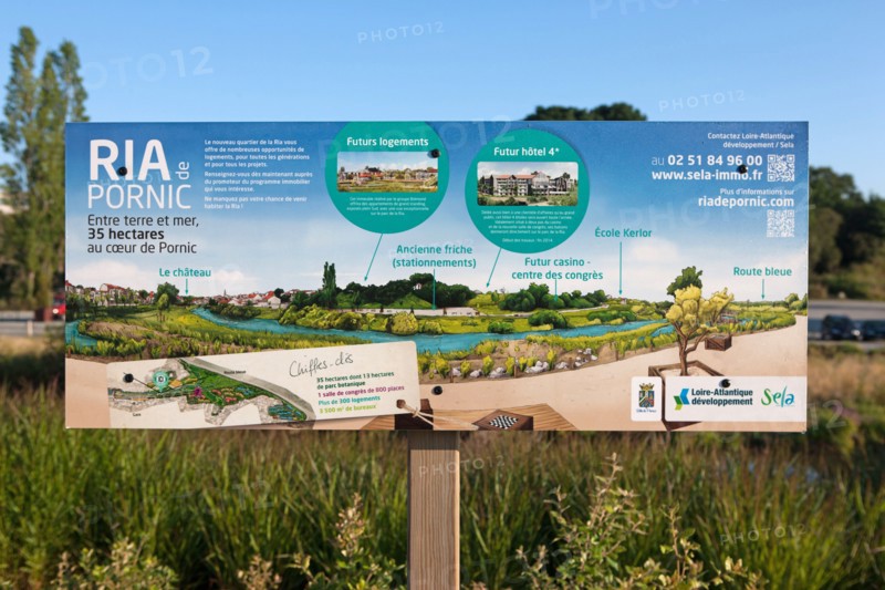 France, région Pays de la Loire, Loire Atlantique, Pornic, ria de Pornic, jardin paysagé.