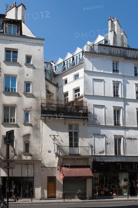 France, Région Ile de France, Paris 6e arrondissement, 42 rue Dauphine, construction avec murs en diagonale,