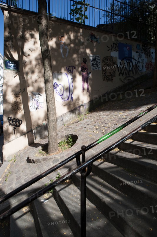 France, Région Ile de France, Paris 18e arrondissement, Montmartre, Rue Gabrielle et escaliers de la butte (rue Chappe)