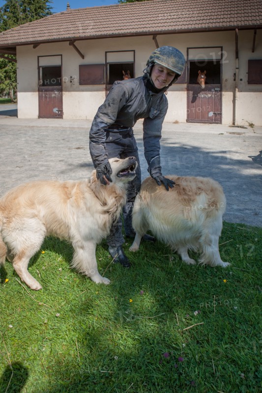 France, Région Basse Normandie, Manche, Haras de Bellevent, écurie Pierre Levesque, entraînement de trotteurs, Camille Levesque, piste,