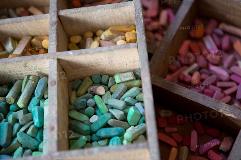 Paris, Atelier Elzevir, detail of pastels