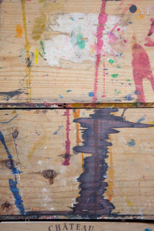 Paris, Atelier Elzevir, restes de peinture sur bois