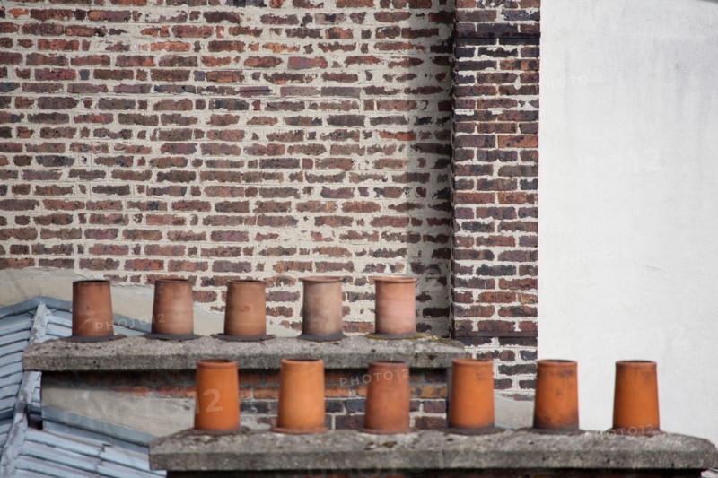 Paris, brick fireplace in the 13th arrondissement