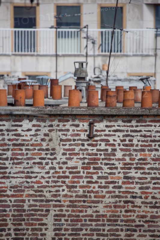 Paris, cheminée en brique dans le 13e arrondissement