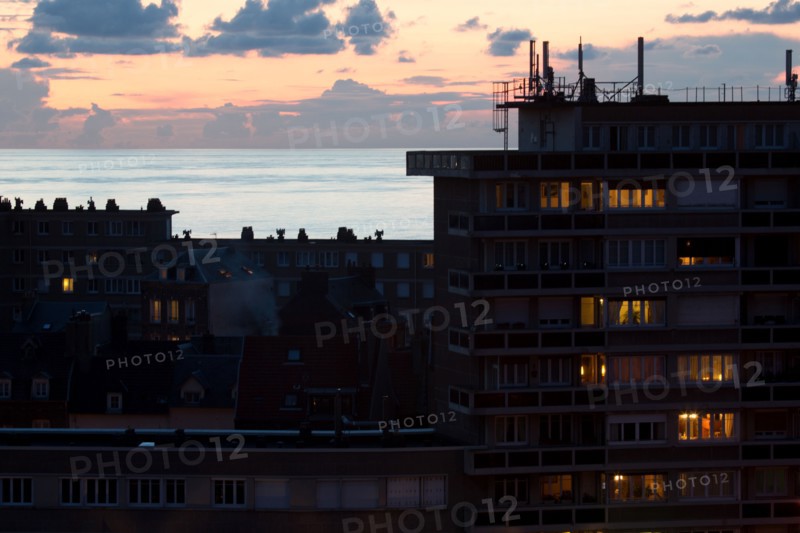 Dieppe, night port building Quai Henri IV