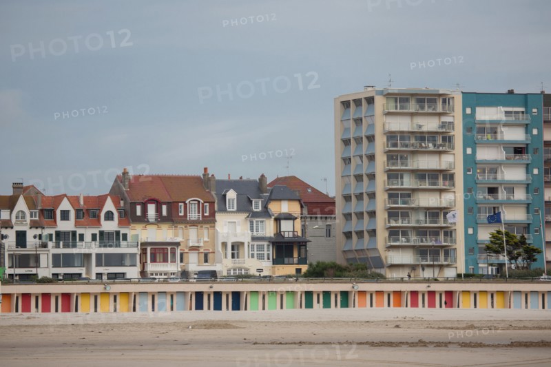 Le Touquet Paris Plage, bathing cabins and seafront buildings