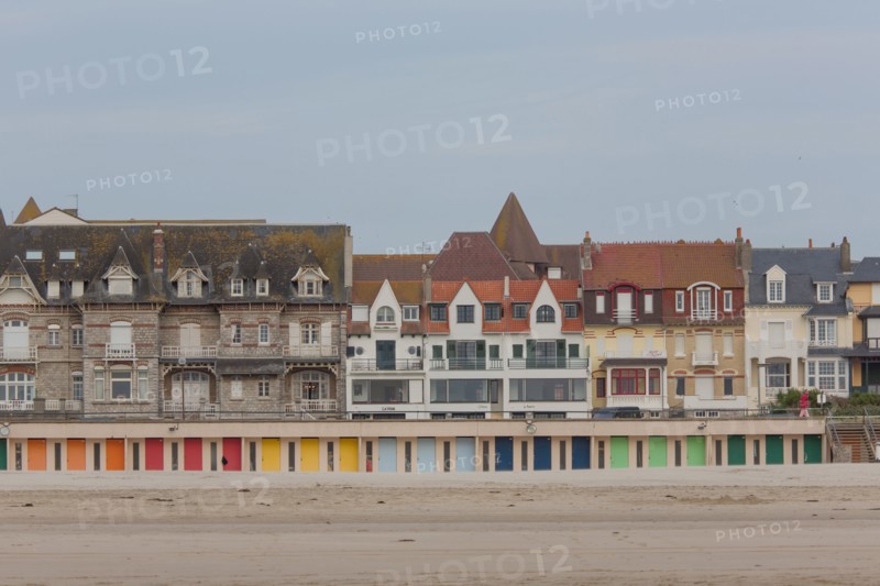 Le Touquet Paris Plage, bathing cabins and seafront buildings