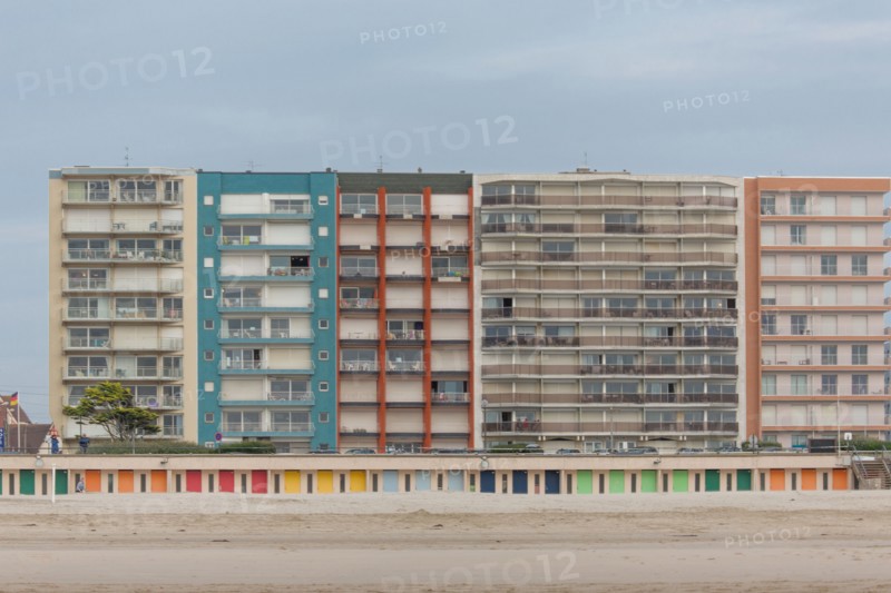 Le Touquet Paris Plage, bathing cabins and seafront buildings