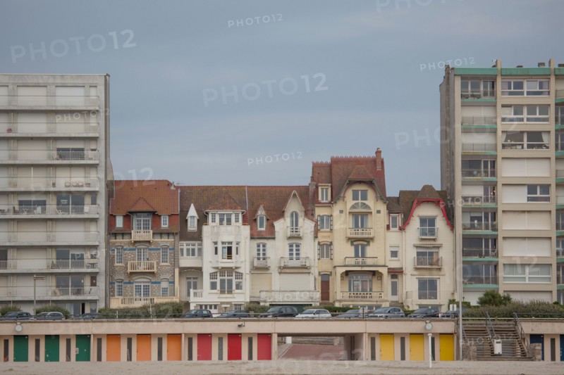 Le Touquet Paris Plage, bathing cabins and seafront buildings
